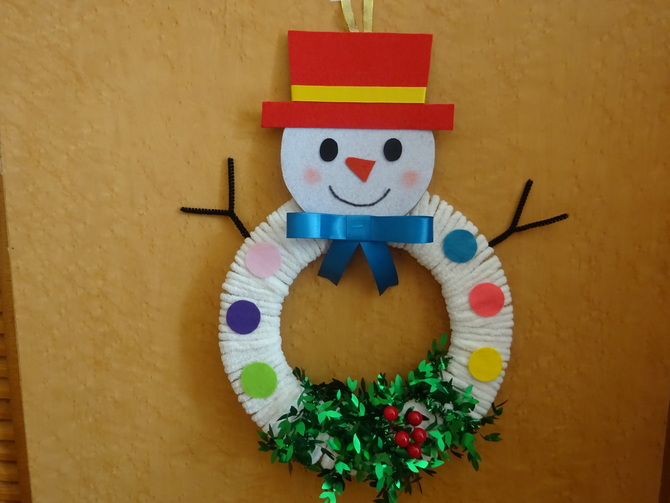 雪だるまリース作り 雪だるまリース作り